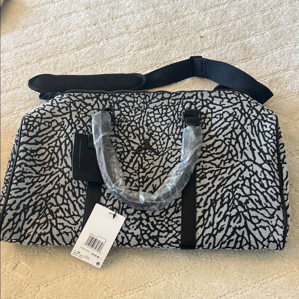 Black and Gray Patterned Jordan Duffel Bag